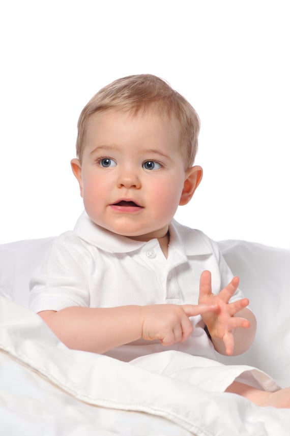 One Year Old Baby Boy Using Sign Language to Communicate